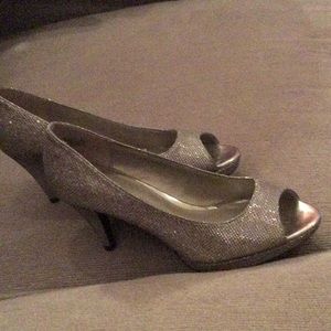 Glitter open toes heels comfortable